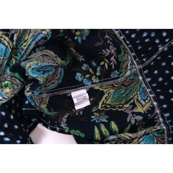 Cino Sleeveless Cotton Mini Dress Floral Print Blue Teal Womens Small NEW - Picture 9 of 12